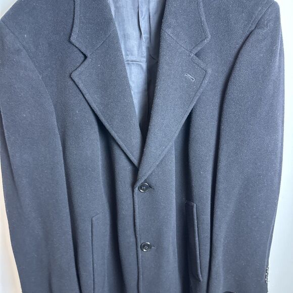 Christian Aujard Single Breasted Cashmere Blend Black 3 Button Overcoat Size 44R - Picture 3 of 16
